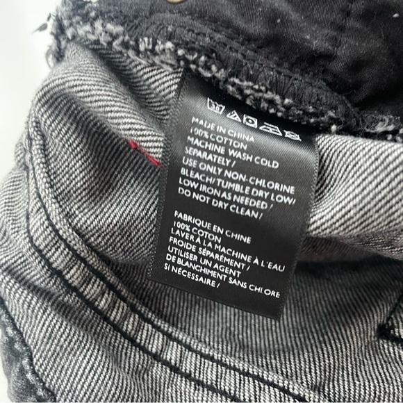 Urban Outfitters BDG Black Distressed Cutoff Asymmetrical Denim Mini Skirt LARGE - Picture 7 of 9